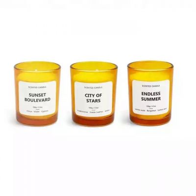 Nordic Style Customize Glass Amber Candle Jar With Cork Lid For Glass Candle Vessels Wedding For Home Decoration