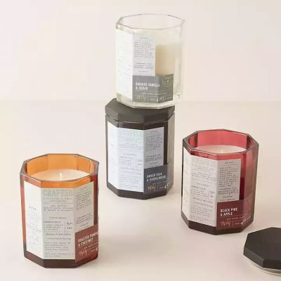 Customize Modern Polygon Matte Candle Container Luxury Color clay empty candle jar