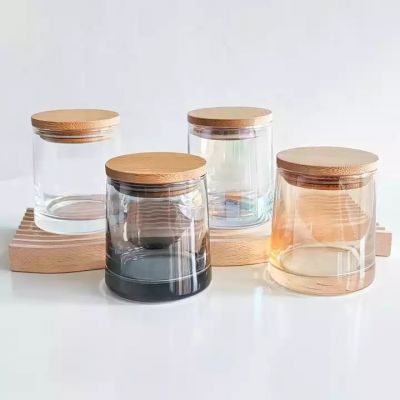 Fashion Design Colorful Transparent Sundae Cup Scented Candle DIY Making Container tea light Candle Cup with wooden lid