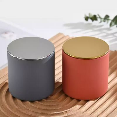 Festival home decoration empty candle making ceramic glass jar customized color glass candle holder with lid