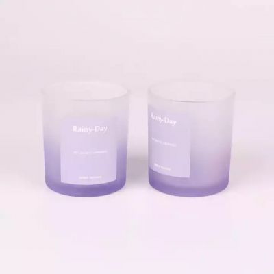 New Design Gradient Frosted Glass purple candle jars purple candle containers for candle making for Home Decor