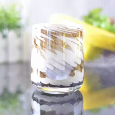 Creative Design Tealight Brown Pattern glass candle holder vase hurricane candle glass candle wholesale