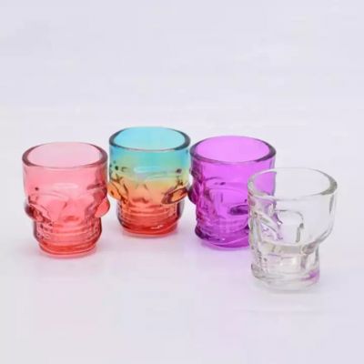 Wholesale colorful special skull shape empty candle jars glass skull candle holder for home decor