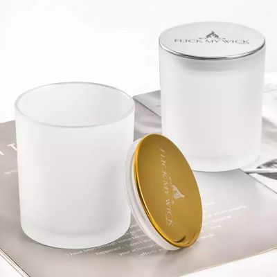 Luxury home decorated transparent frosted glass candle holder cement wax empty glass candle jar with logo for candle making