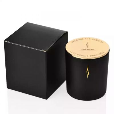 Matte black cement soy wax luxury empty glass candle jars aromatherapy decorative glass candle holder with box