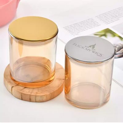 Cement soy wax empty luxury glass candle jars handmade candle material glass container with airtight metal lid