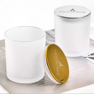 Frosted clear DIY handmade glass candle jars scented wax luxury empty glass candle holder with wooden lid
