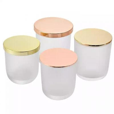 Aromatherapy empty round 10Oz Frosted white glass candle jars with Airtight Bamboo Lids and customized logo