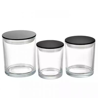 Bulk Candle Containers round empty 10OZ transparent Candle Jars for Making Candles with Bamboo Lids