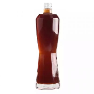 Hot Selling 750ml Unique Shape Super Flint Whisky Vodka Glass Bottle With Screw Cap