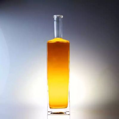 Wholesale Manufacturer Long Neck 750ml Square Glass Bottle With Cork
