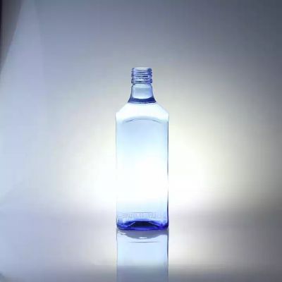 Custom Design Square 750ml Vodka Bottle Blue Color Glass Bottles For Vodka Whisky