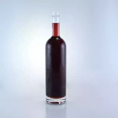 Factory Wholesale Cylinder Shaped Vodka Bottles Hot Sale Long Neck Whisky Bottle With Cork Finish