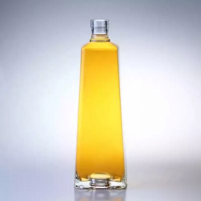 Factory Wholesale 700ml 750ml Clear Rum Gin Liquor Rectangle Shape Glass Bottle With Cap Manufacturer