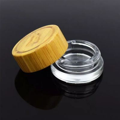 Wholesale Bulk Multi Use Storage Jars Thick Bottom Extraction Oil Concentrate Smaller Glass Jar 5ml with Bamboo Lid