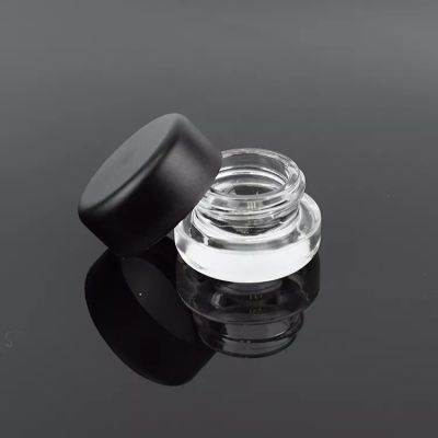 Clear black Round Shape 3ml 5ml 7ml 9ml Round Premium Glass Concentrate Jar Clear Glass Jar With Child Safe Lid