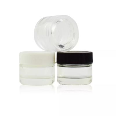 Clear Airtight Smell Proof Small Round Concentrate Packaging 5ml Empty Glass Concentrate Jar With Black /White Screw Lid