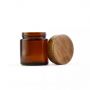 Beauty product 8 oz miniature 400 ml transparents amber glass cosmetic jars packaging wooden lid trade producers for creams