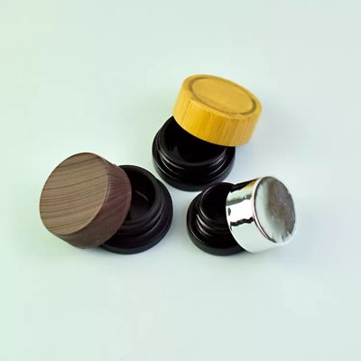 Concentrate pure oil extract black glass jar wood top child proof 9ml child resistant jar water transfer printing bamboo top jar