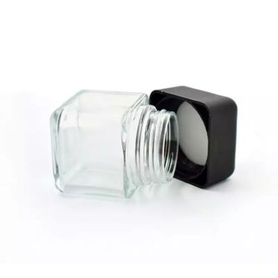 60ml cosmetic clear square glass jar flower glass bottle flower packaging child resistant glass jar with child proof lid