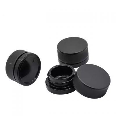 5ml 9ml CRC Lid Black Round Small Glass Flower Jar For Oil Child Resistant Concentrate Container Cosmetic Cream Jar With PP Lid