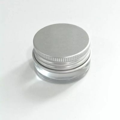Empty 7g clear concentrate container with lid cream packaging glass jar with aluminum screw top lid PE liner oil pack