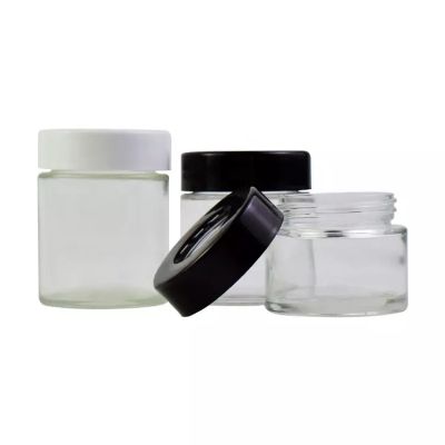 Glass Jar Supplier Wholesale Child resistant smell proof glass jars with magnifying glass lid