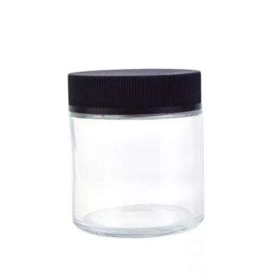 Food Container With Deep Black Lid Electroplate Logoed Different Size High Borosilicate Storage Bottles Airtight Glass Bottle