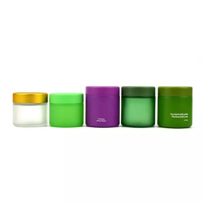 Customized Frosted Color Flower Jar,Gradient Colorful Child Resistant Glass Jars,Matte Finish Glass Jar with Lid