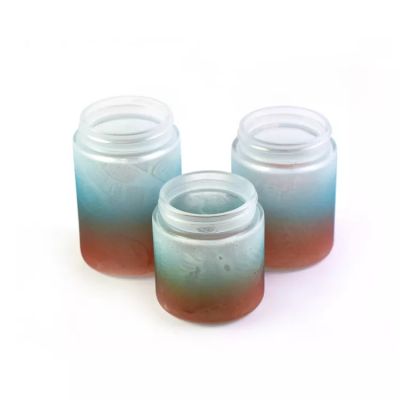 Dry Flower Food Storage Glass Jar Manufacturer Sublimation Custom Logo Gradient Colorful Frosted Jar Glass Bottles with CR Lid