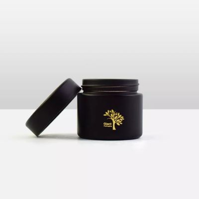 Hot Stamping Logo on 7.5g 4oz Matte Black UV Display Cream Child Proof Glass Jar Custom Printing