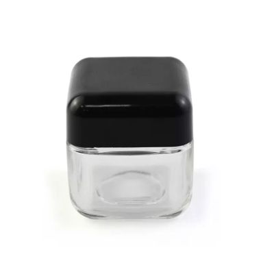 Factory Wholesale Custom 4oz Cube Clear Row Flower Smell Proof Jar Shaped Square Round Jar 2oz Glass Bottle Child Resistant Lid
