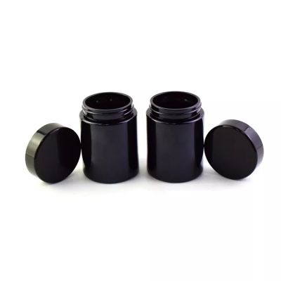 Wholesale Black UV Glass Container Jar Bottle 2oz 3oz 4oz Smell Proof Black Glass Jars with Airtight Cap