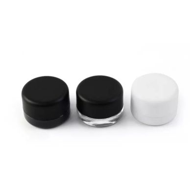 Child Proof Double Wall Lid Custom Logo Round Base 5ml 7ml 9ml Circle Clear Glass Concentrate Jar W/ Black Cap