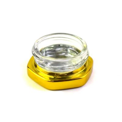 Custom 5ml 7ml 9ml Electroplating Child Resistant Glass Concentrate Container Jar with Smell Proof Lid
