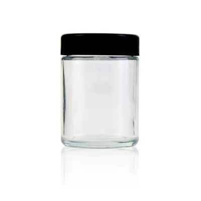 Clear Round Sharp 1oz 2oz 3oz 4oz Smell Proof Wide Mouth Cosmetic Packaging Child Resistant Glass Jar With Bamboo Lid