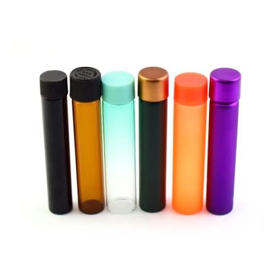 Electroplating Sliver/Purple Smell Proof Packaging Glass Tube Amber /Black/Orange/Green Child Proof Glass Tube With Lid