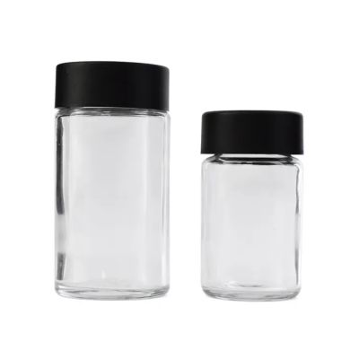 Factory Custom Classic 38mm Child Resistant Straight Sided Clear Glass Jar Container Bottle with Airtight Lid