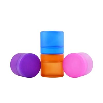 Wholesale Cr Luxury Wide Mouth Round Empty Stash Packaging Colorful Frosted Storage Container Glass Jar With Lid