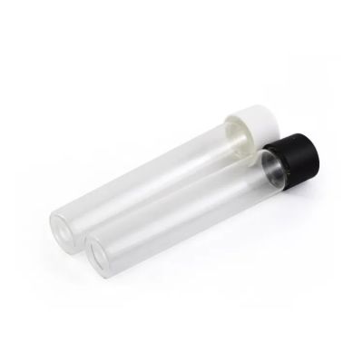 J- Safe And Secure W/ Cap Custom Labeling Packaging Roll 18mm Threading 120mm Glass Tube With Child Resistant Black Lid