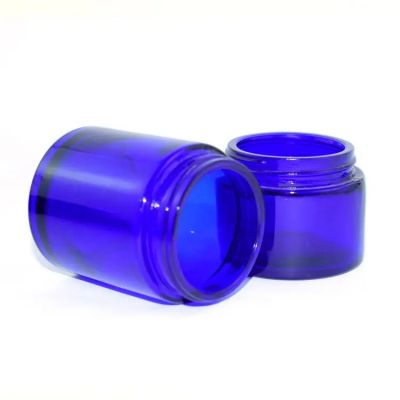 2oz 3oz cobalt blue jar glass jar bottle green smell proof flower package child resistant custom color design glass jar
