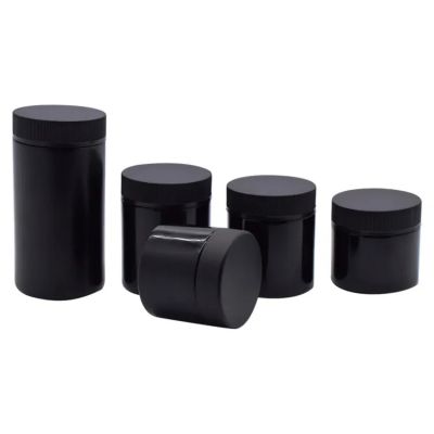 UV Protection Flower Stash Packaging Black Glass Jars 2oz 3oz 4oz 3.5 Grams Flower Fresh Packaging Black CRC Jars with CR Lid