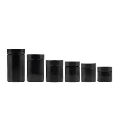 Factory direct sale varies specifications glossy black cylinder herb flower jar glass jars with black childproof lid