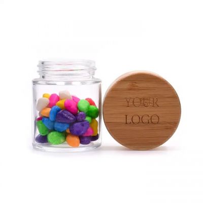 3.5oz child resistant jar straight side glass bottle flower container wood childproof lids medical pharmacy glass jar