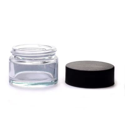 Factory wholesale 1oz clear glass cosmetic cream packaging custom child proof resistant jar 30ml