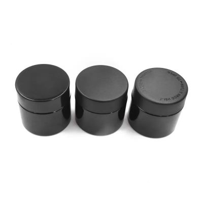 60ML 90ml Custom glossy black concentrate glass jars with matte black child proof glass lid