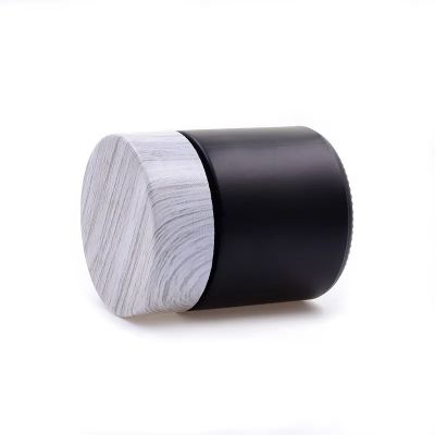 80ml 2.5oz black frosted matte child resistant jar container packaging wood grain childproof lid glass bottle