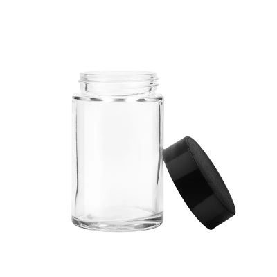 180ml Thick Clear Glass Containers White Child Resistant Lids Concentrate Jars for Oil Lip Balm Wax Cosmetics