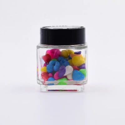 empty square child resistant glass bottle 3OZ 90ml glass jar with PLA lid Environmental protection material