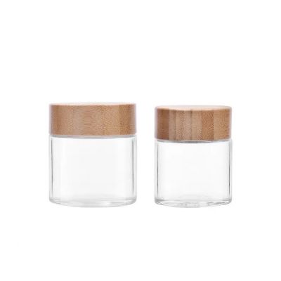 Wholesale customization round straight side jar flower packaging clear glass bottles with childproof lid